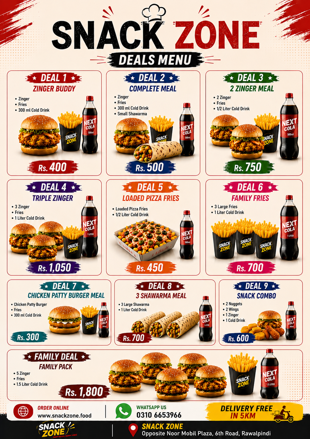 Snack Zone deals menu